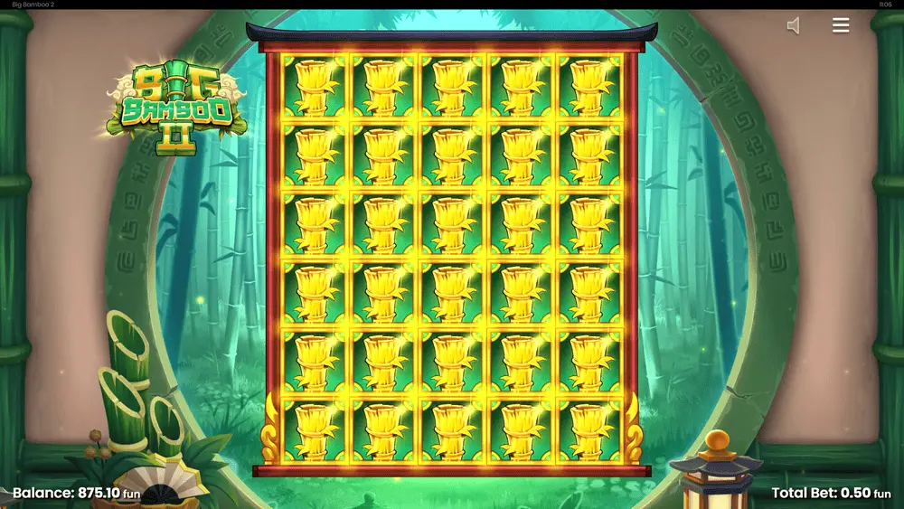 Big Bamboo 2 Golden Bamboo Feature mit Multiplier und Instant Prize Symbolen auf dem Rasterfeld